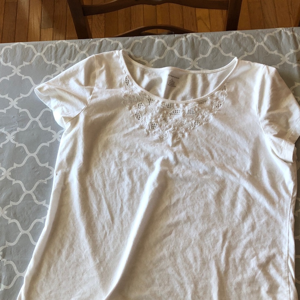 Lands' End White Lace Detail Top